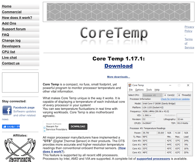 「Core Temp」公式サイト
